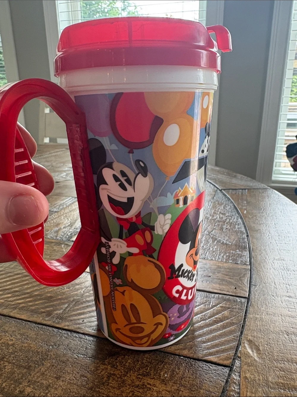 Disney Mickey Mouse Plastic Travel Mugs - Pink and Black Handles
